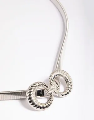 Silver Buckle Stretch Belt