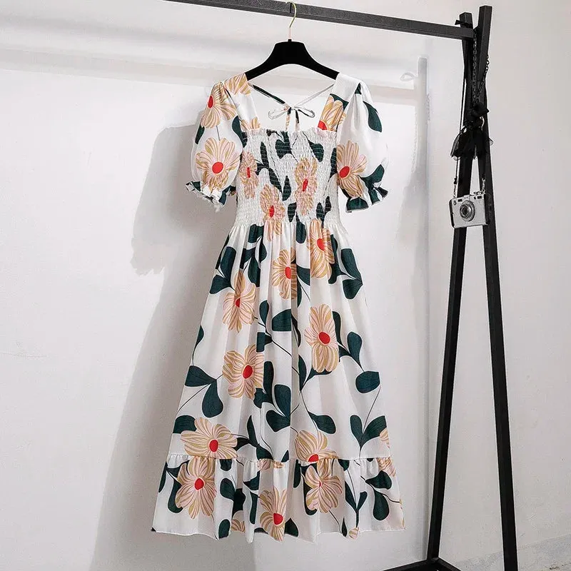 Spring Summer Chiffon Dresses Fashion Female A-line Casual Dress