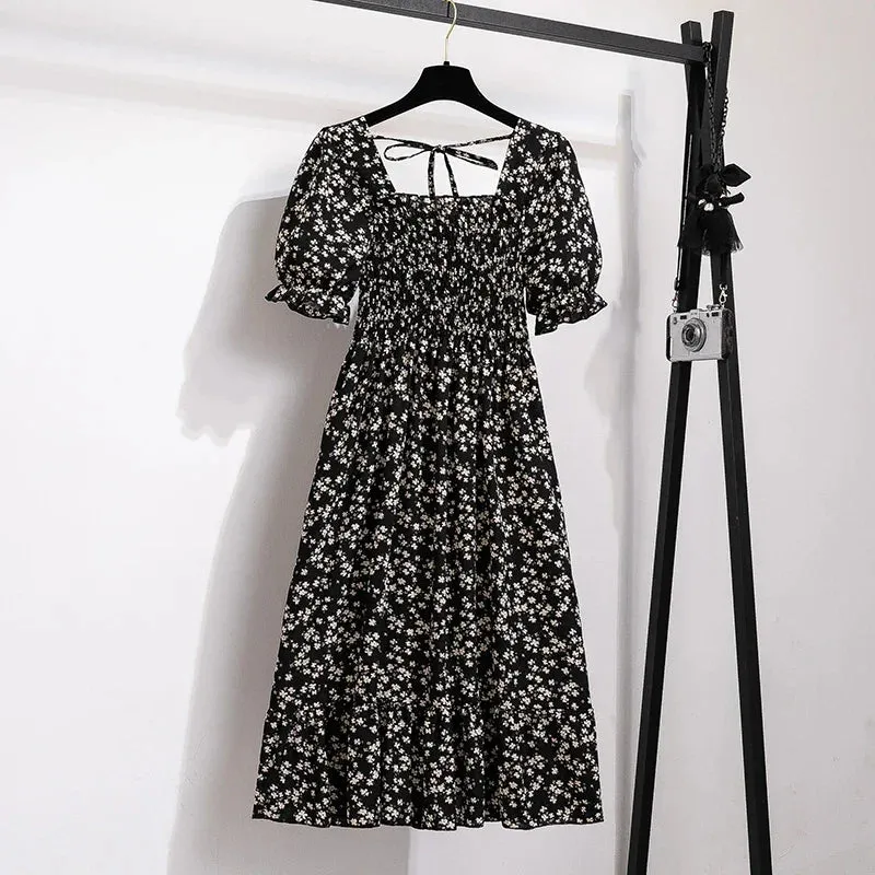 Spring Summer Chiffon Dresses Fashion Female A-line Casual Dress