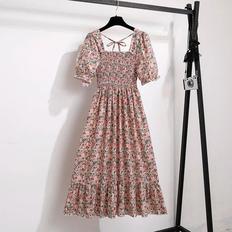 Spring Summer Chiffon Dresses Fashion Female A-line Casual Dress