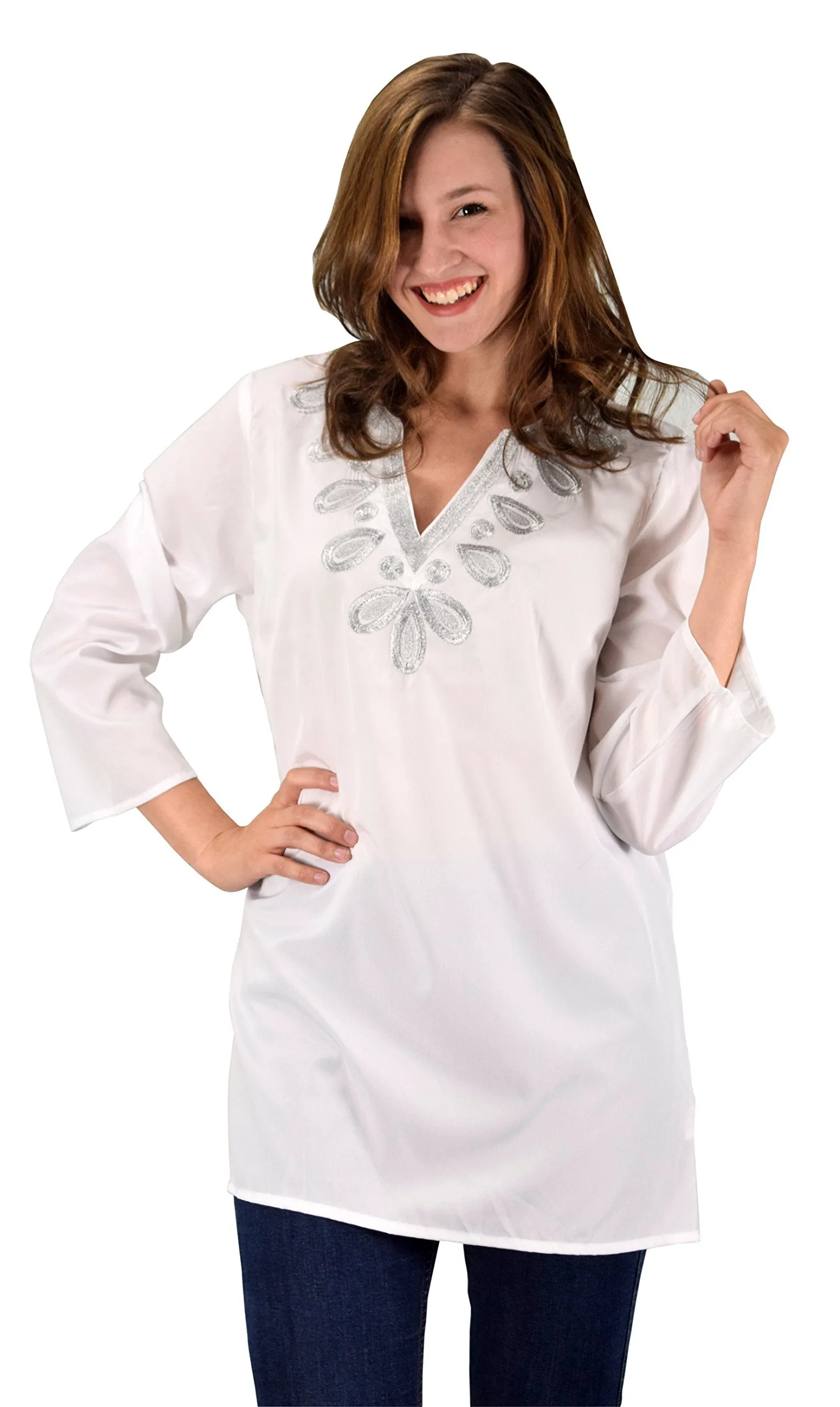 Summer Womens Boho Embroidered Cover-up Swimwear Beachwear Tunic