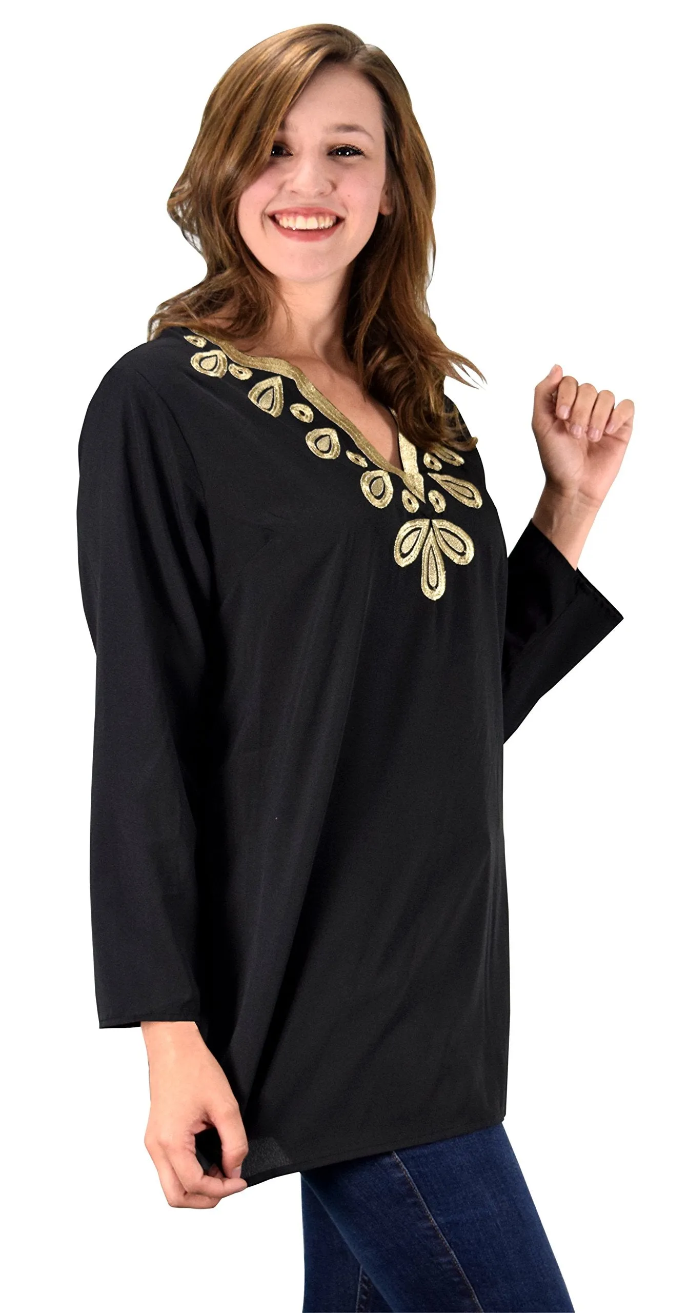 Summer Womens Boho Embroidered Cover-up Swimwear Beachwear Tunic