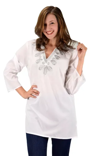 Summer Womens Boho Embroidered Cover-up Swimwear Beachwear Tunic