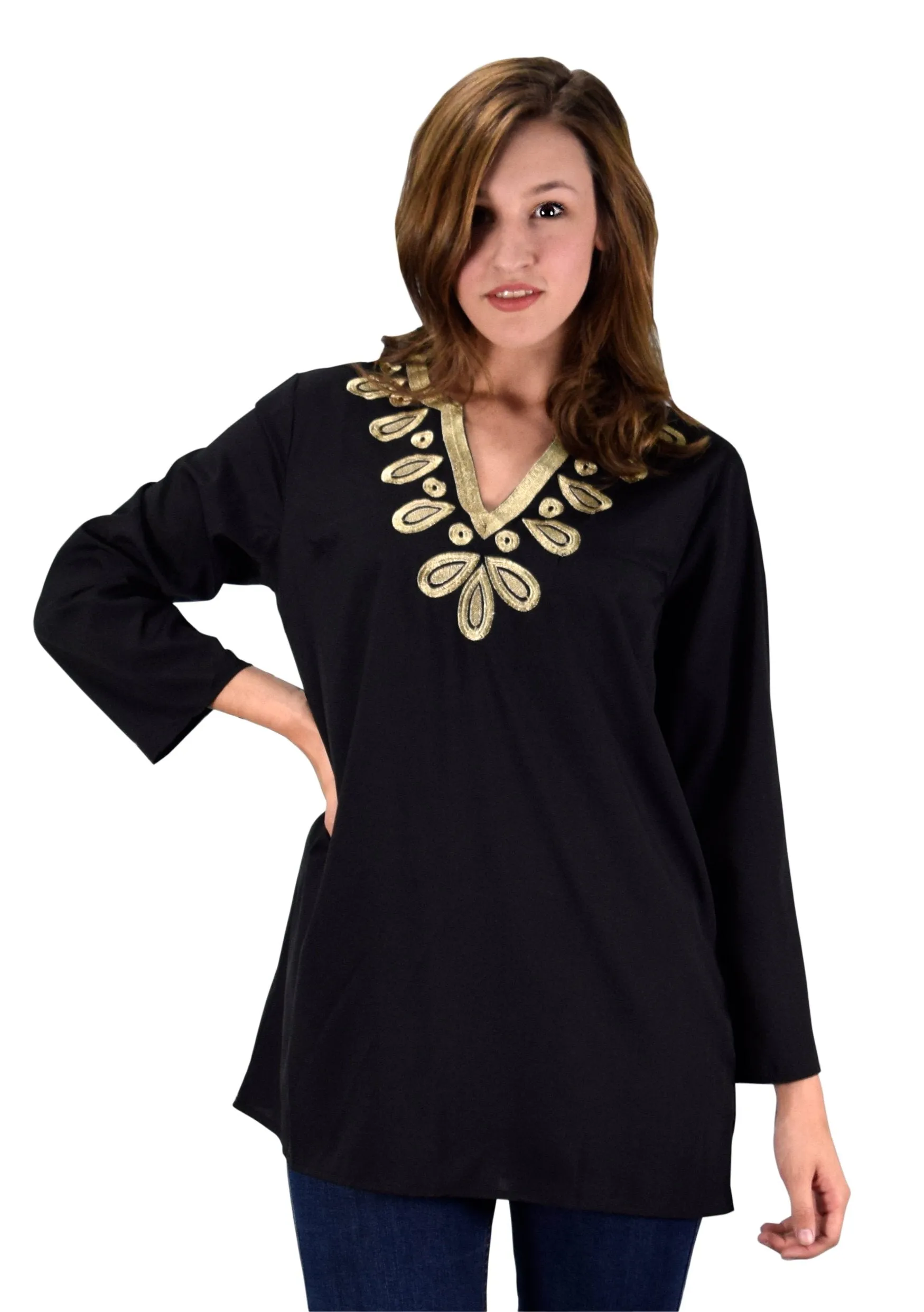 Summer Womens Boho Embroidered Cover-up Swimwear Beachwear Tunic
