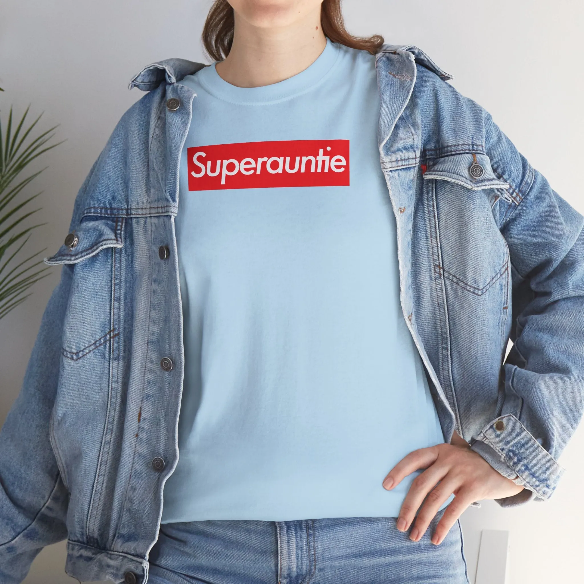 Superauntie Unisex Heavy Cotton Tee Shirt T-shirt super Inspired Funny Auntie Aunt Appreciation Gift For Aunties Aunts Thank You Thankful Birthday Christmas