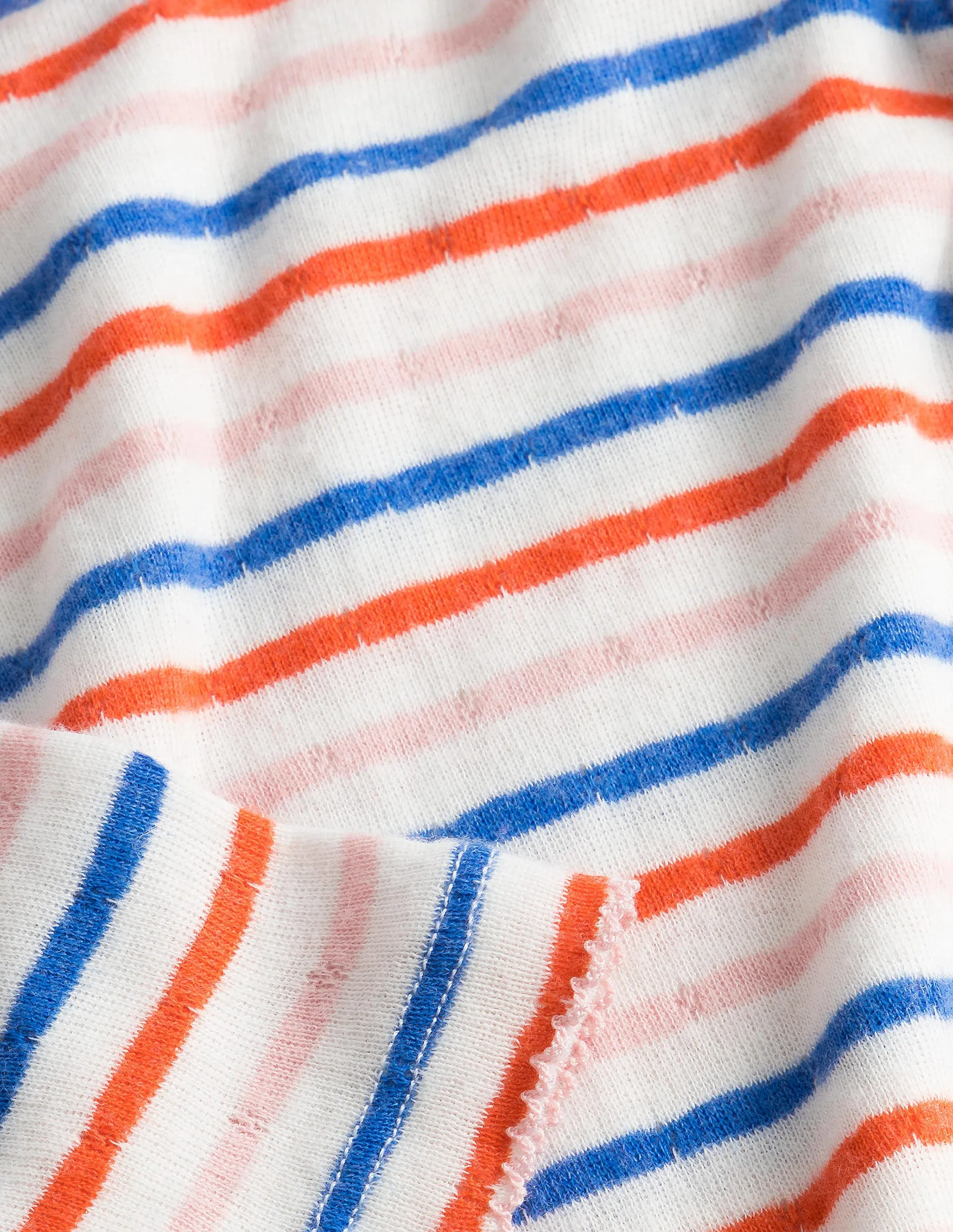 Supersoft Pointelle T-shirt-Mandarin Red/Provence Blue