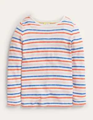 Supersoft Pointelle T-shirt-Mandarin Red/Provence Blue