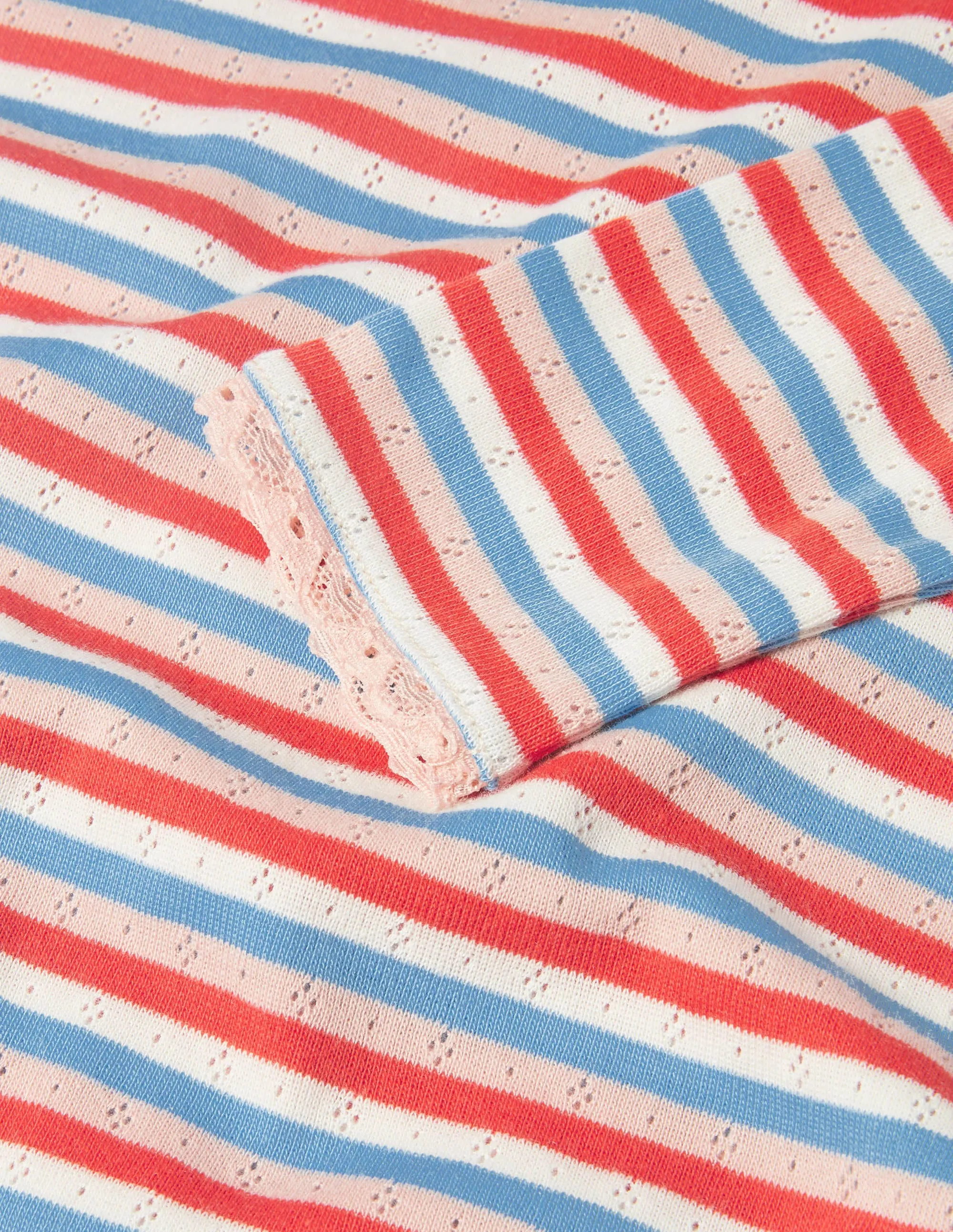 Supersoft Pointelle T-shirt-Surfboard Blue/ Rosehip Pink