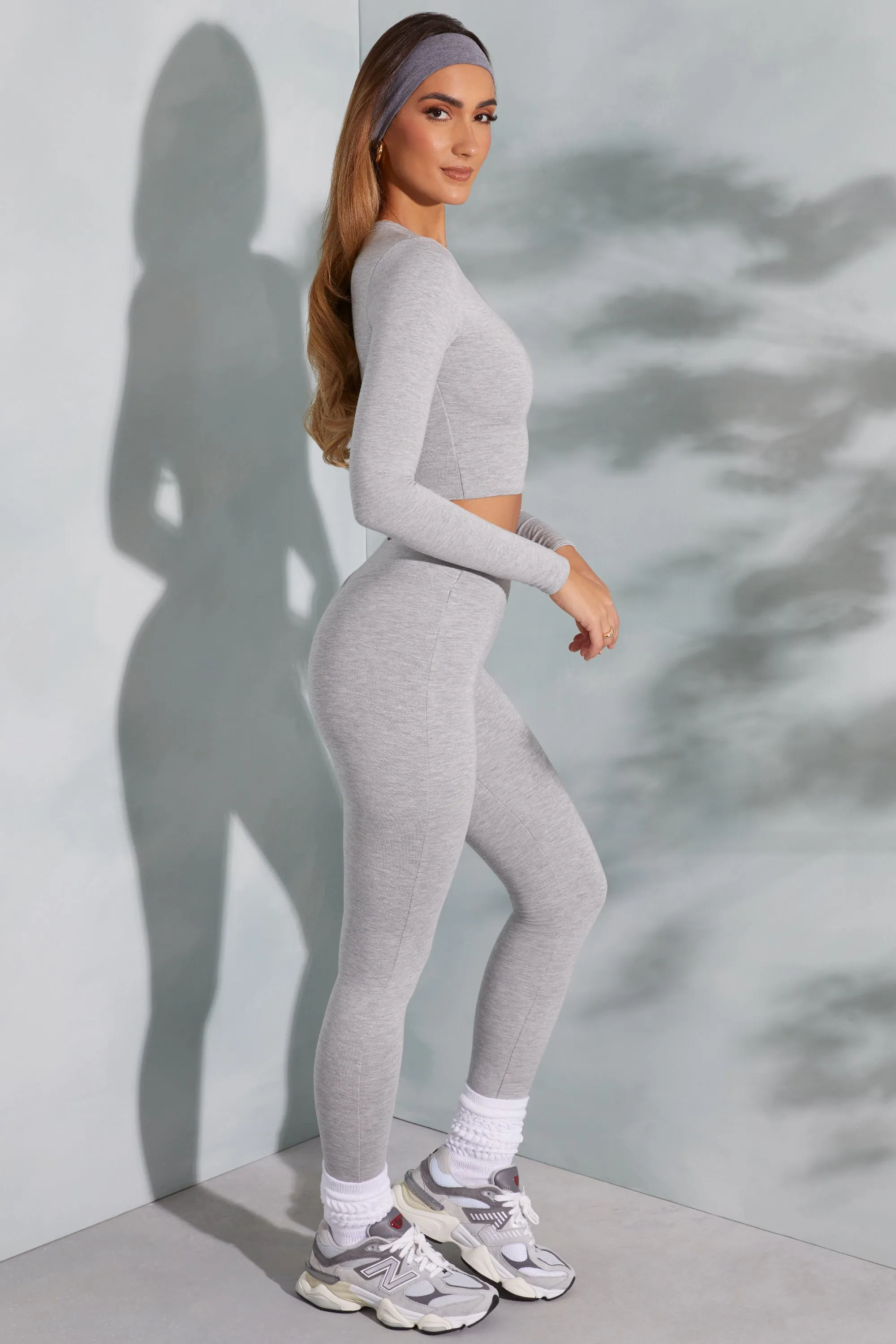 Tall High Waist Leggings in Marled Grey