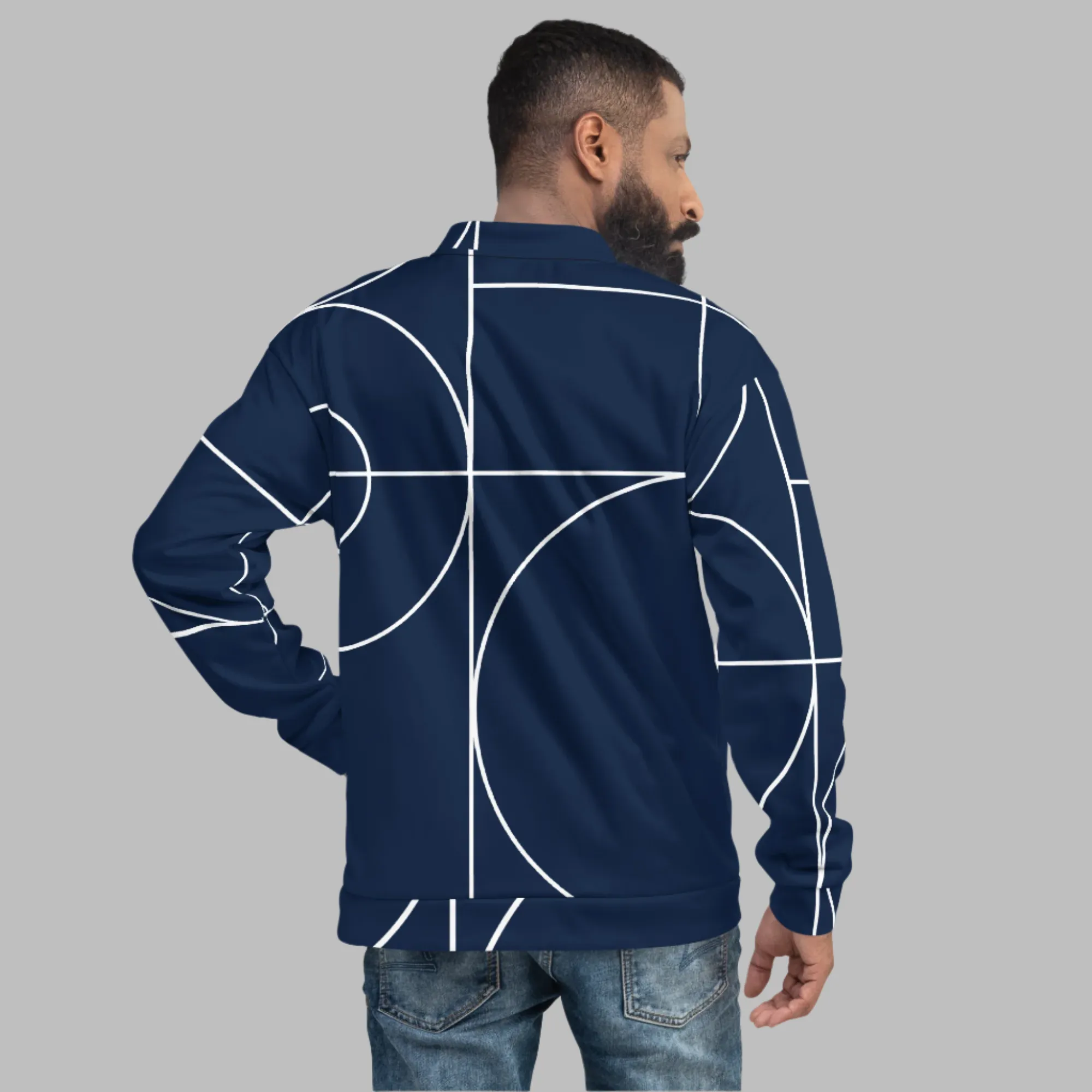 Trendy Unisex Bomber Jacket with Pockets and Silver Zipper