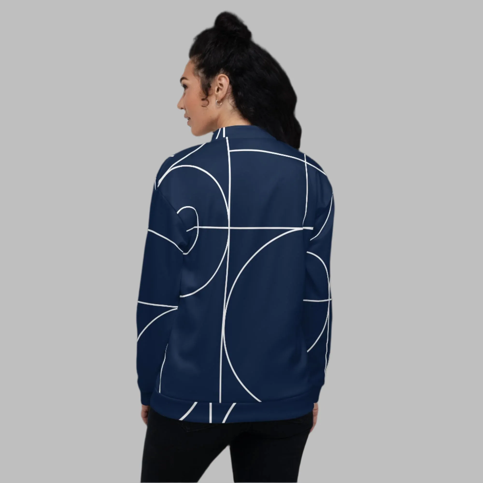 Trendy Unisex Bomber Jacket with Pockets and Silver Zipper