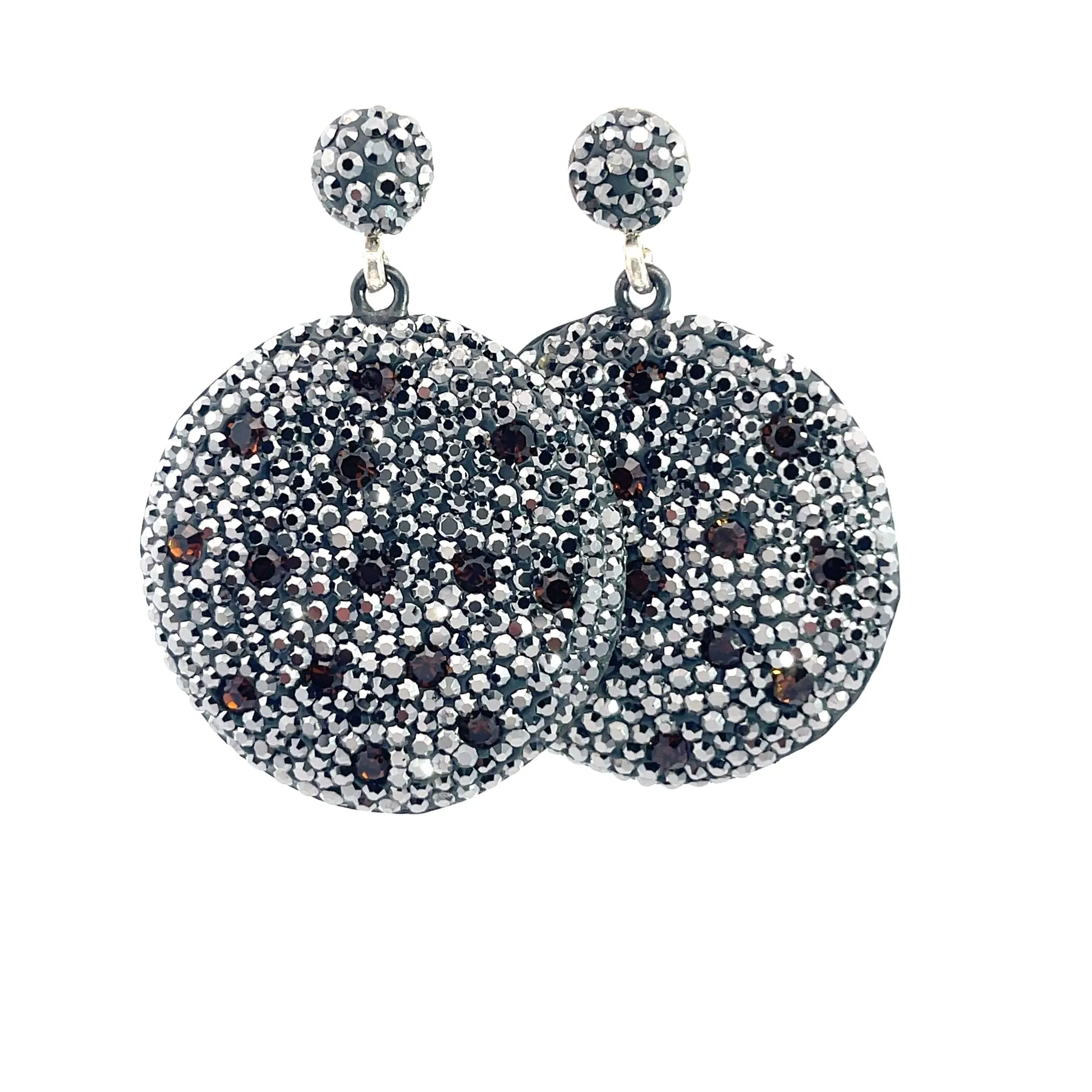 White & Amber Crystal Statement Earrings