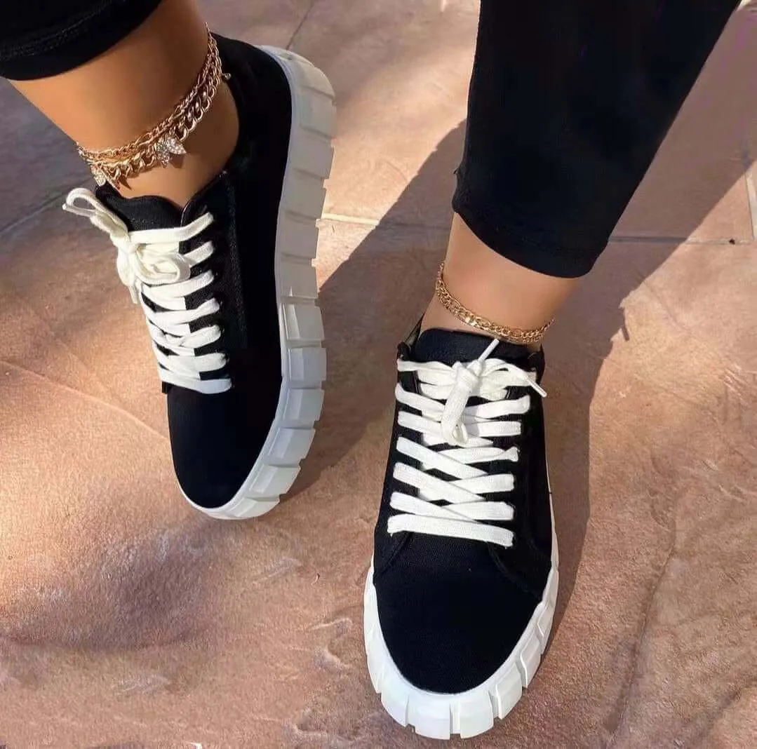 Women's Casual Lace-Up Sneakers: Lightweight & Comfortable