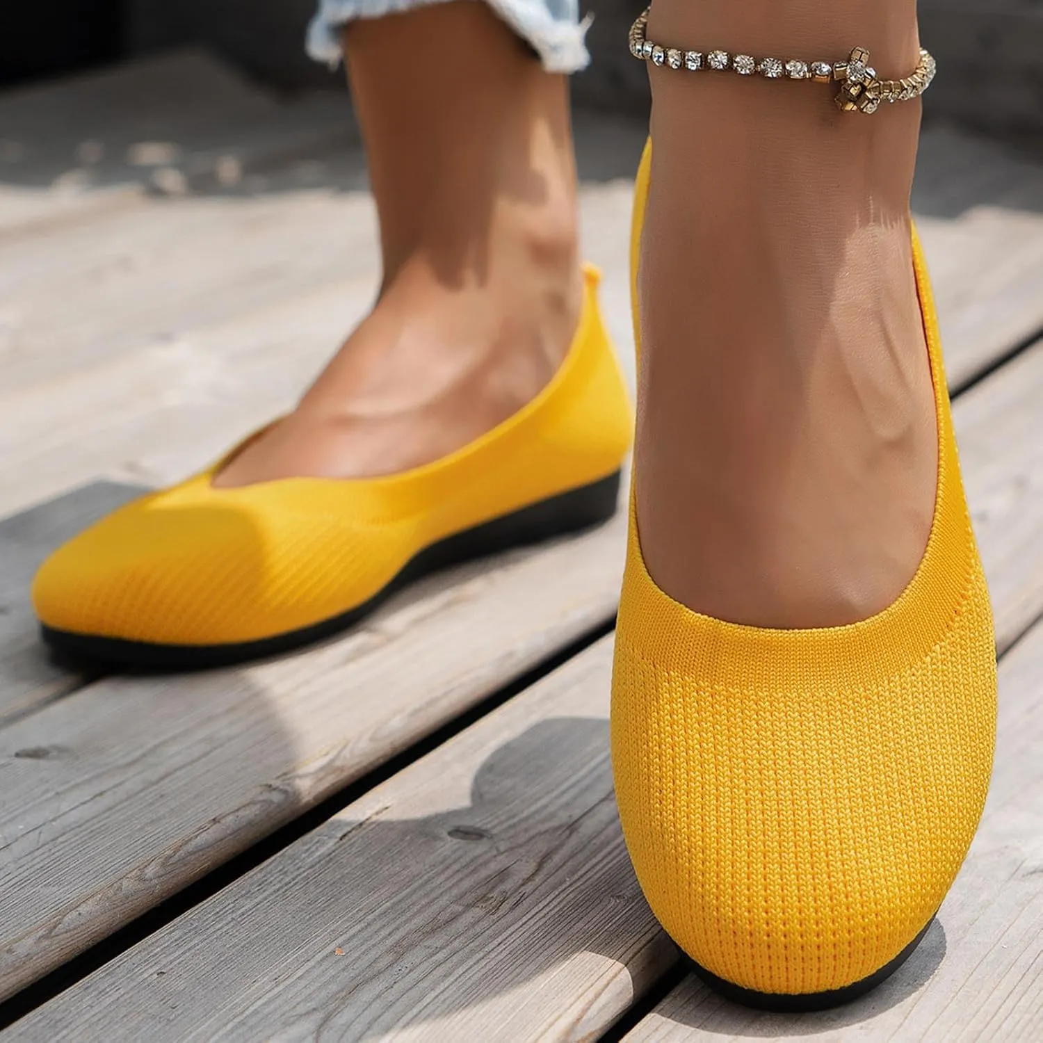 Women's Flat Shoes Flying Weave Round Toe Shallow Mouth Retro Colorblocking One Foot Stirrup Casual Work Single Shoes
