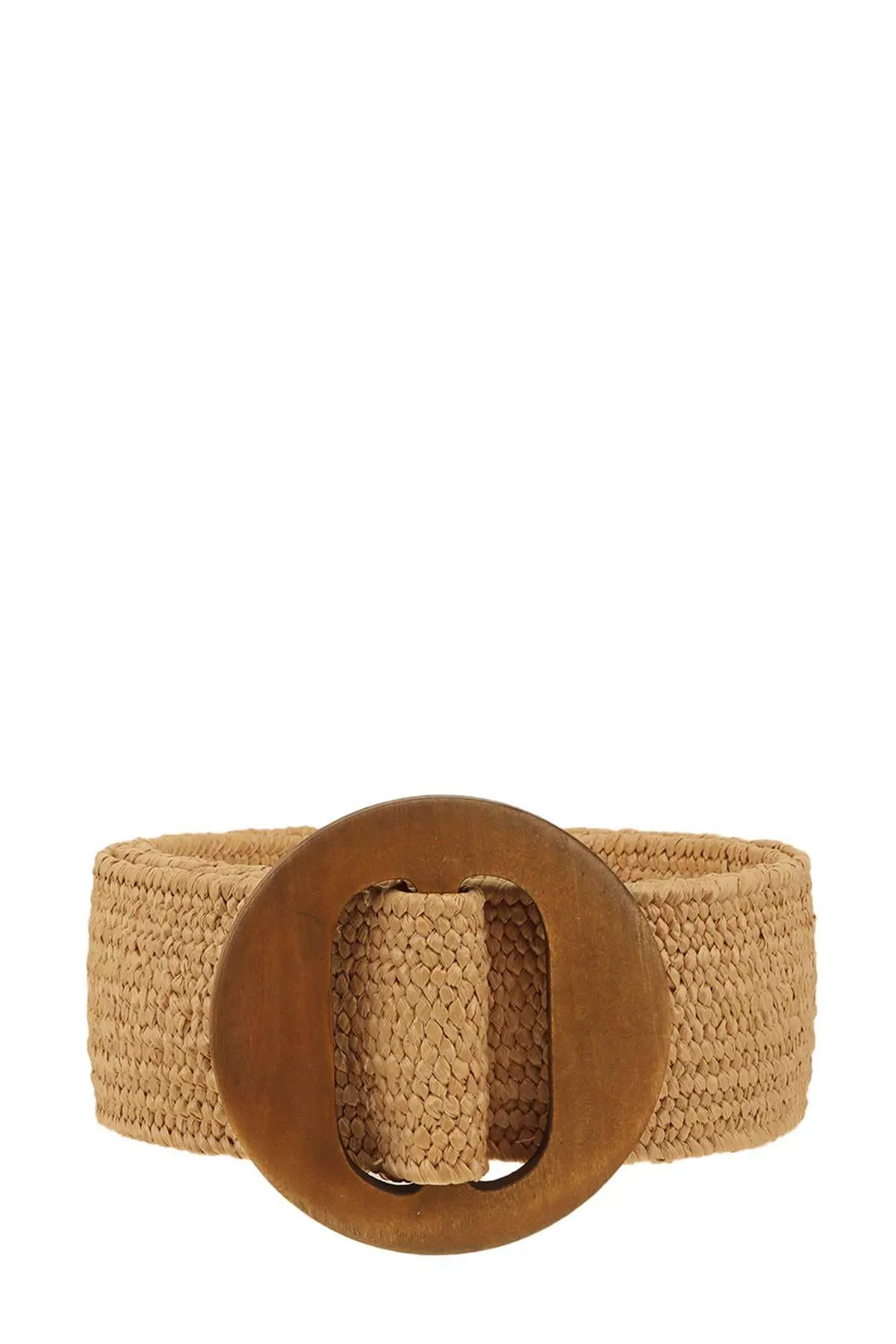 Wood Buckle Elastic Straw Belt