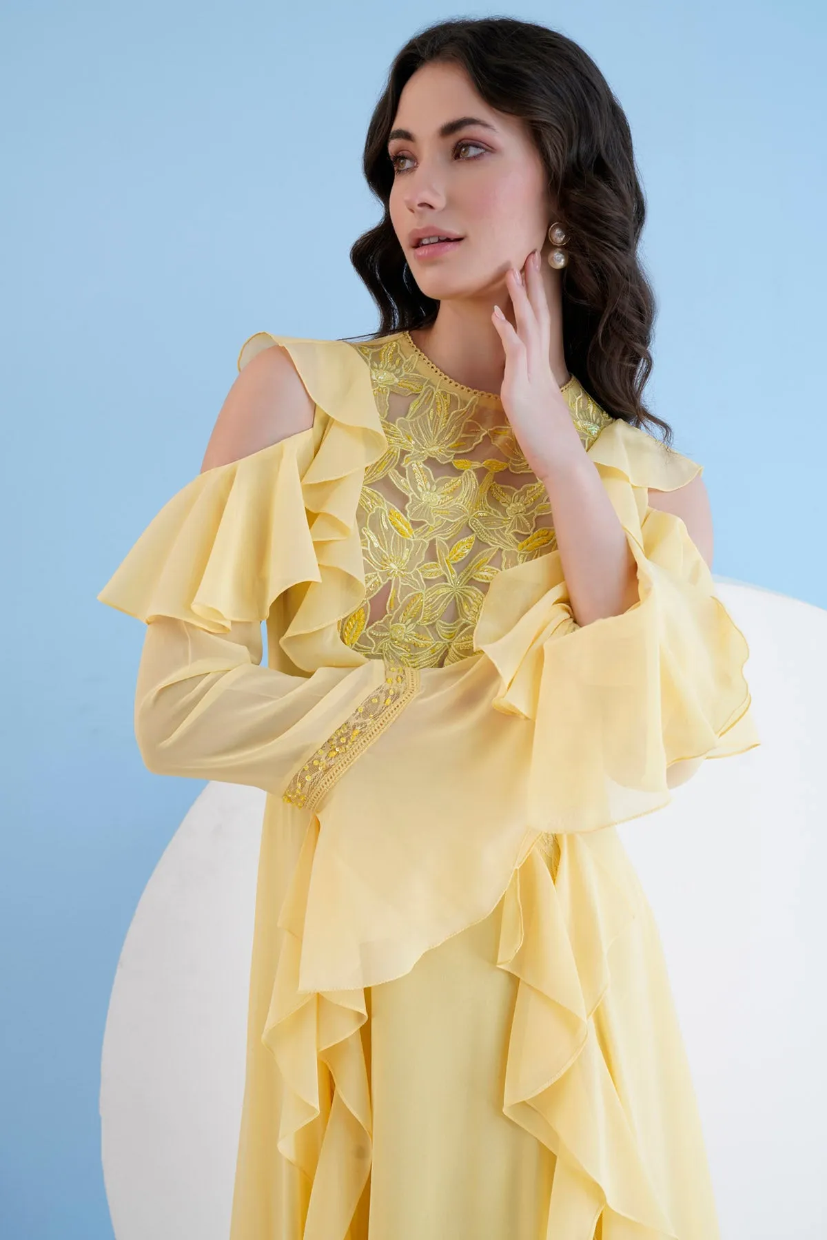 Yellow Long Georgette Dress