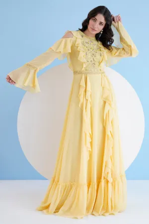 Yellow Long Georgette Dress